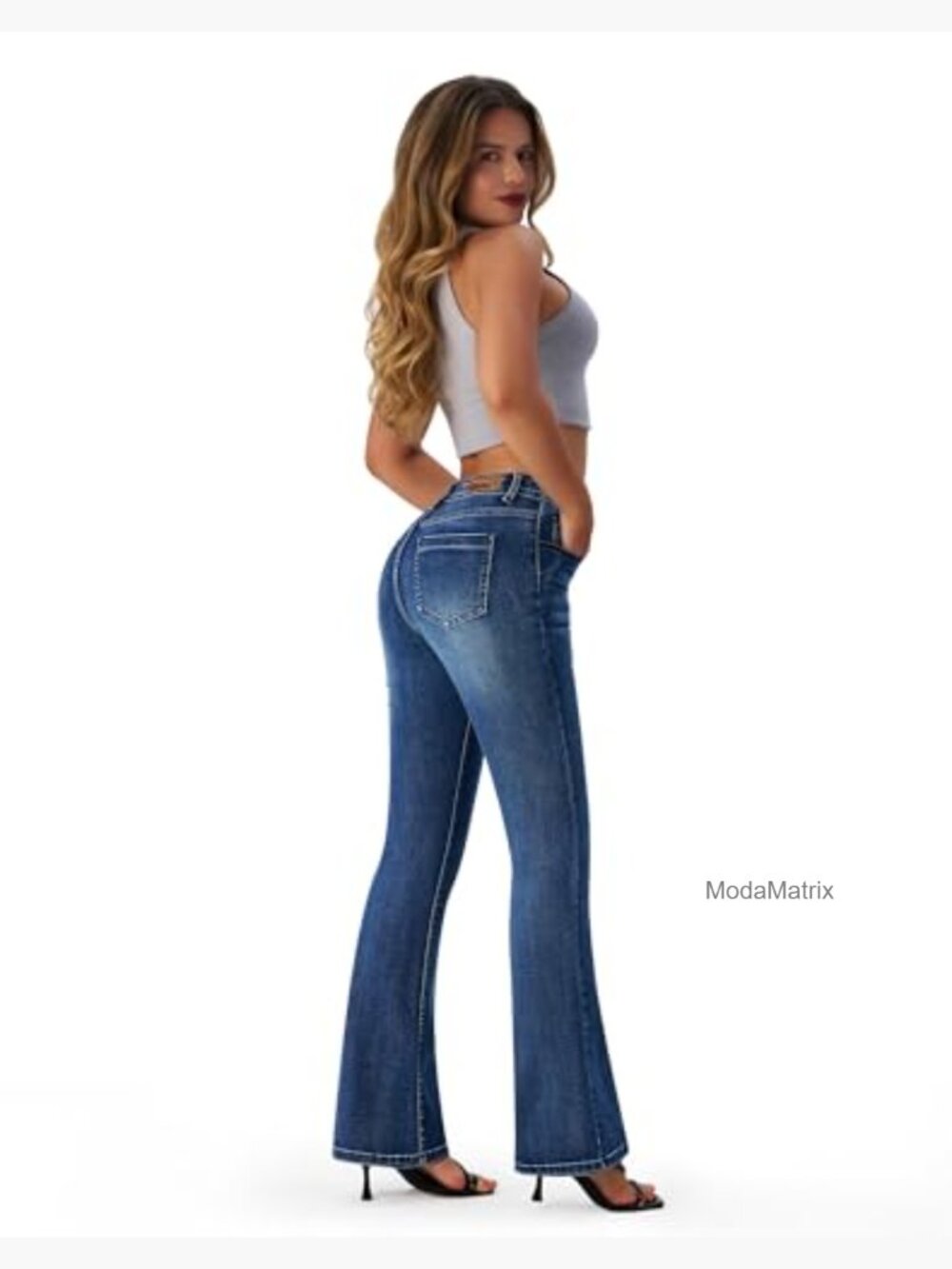 Mid Rise Stretchy Bootcut Flare Jeans Denim Pants - Picture 5 of 7